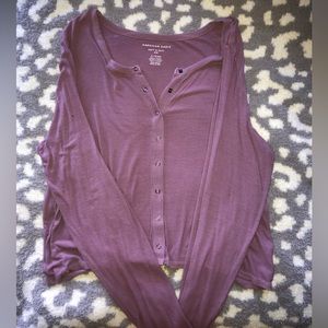 AE Purple Ribbed Long-Sleeve Top